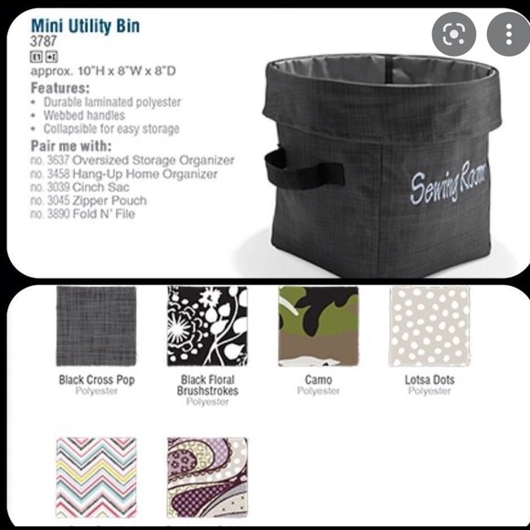 *Retired* New Thirty-One Mini Utility Bin in Patchwork Paisley - Picture 2 of 6